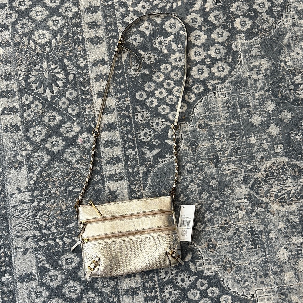 NWT Elliott Lucca Gold Crossbody Bag